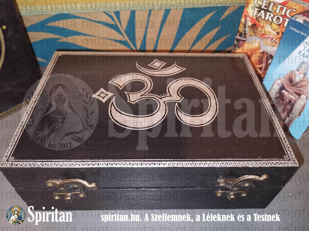 spiritan webshop Astraios spirituális ezoterikus műhelye Tarot- és jóskártya tartó doboz, fénypecsétekkel, kisebb